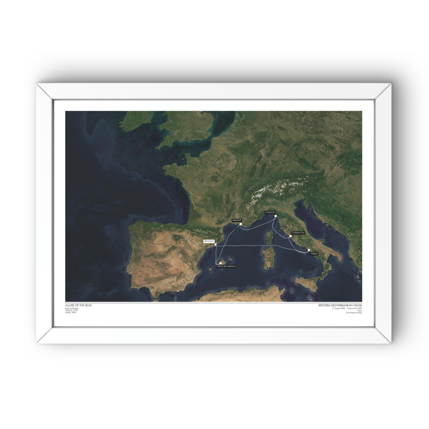 Your Cruise Journey Print – Custom Satellite Photo Map