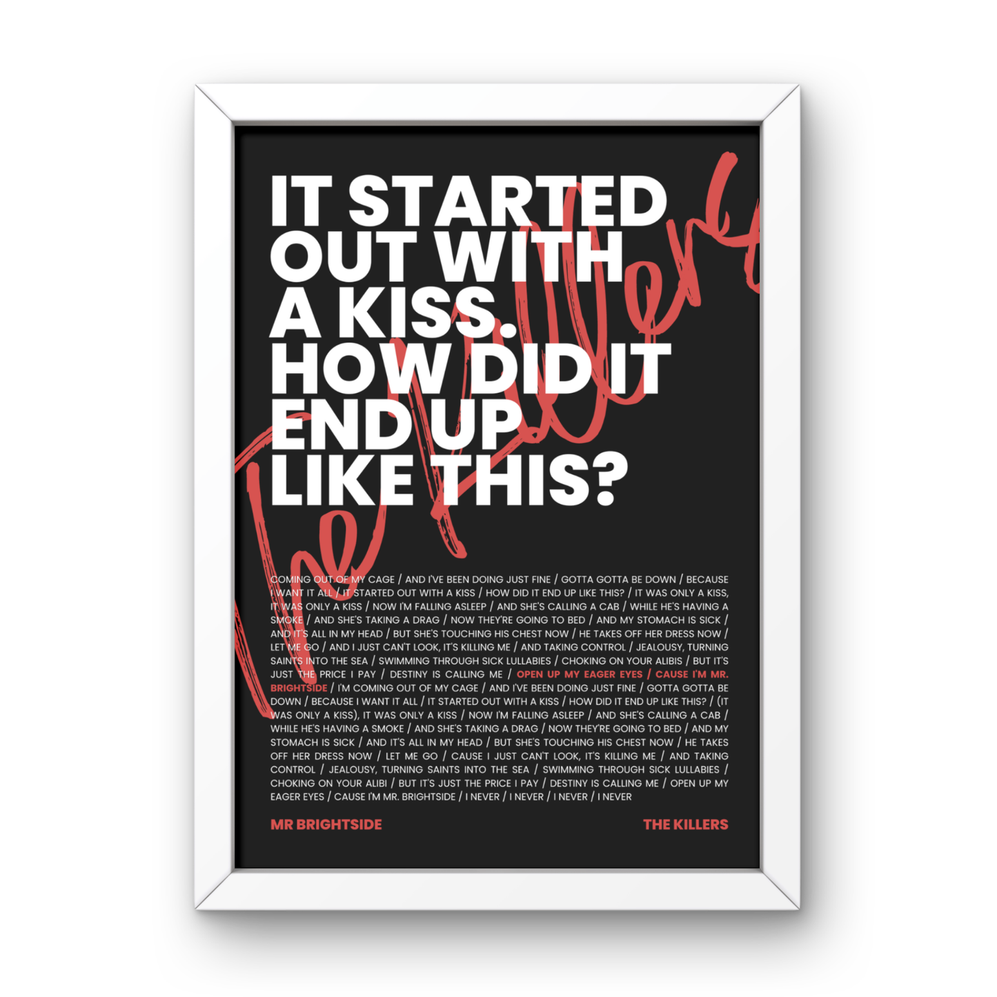 Mr Brightside Lyrics Print